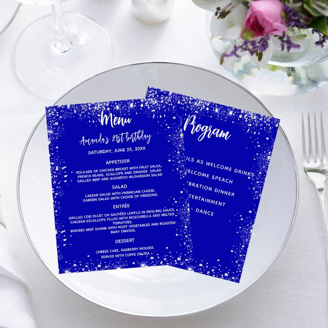 Menu program royal blue white glitter (Creator Uploaded)