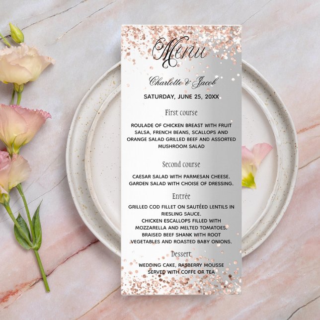 Menu program silver rose gold wedding (Creator Uploaded)