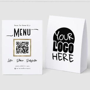 Menu QR Code Point of Sale Table Tent Sign