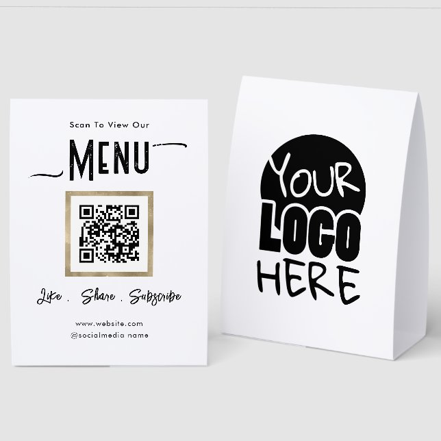 Menu QR Code Point of Sale Table Tent Sign (Front/Back)