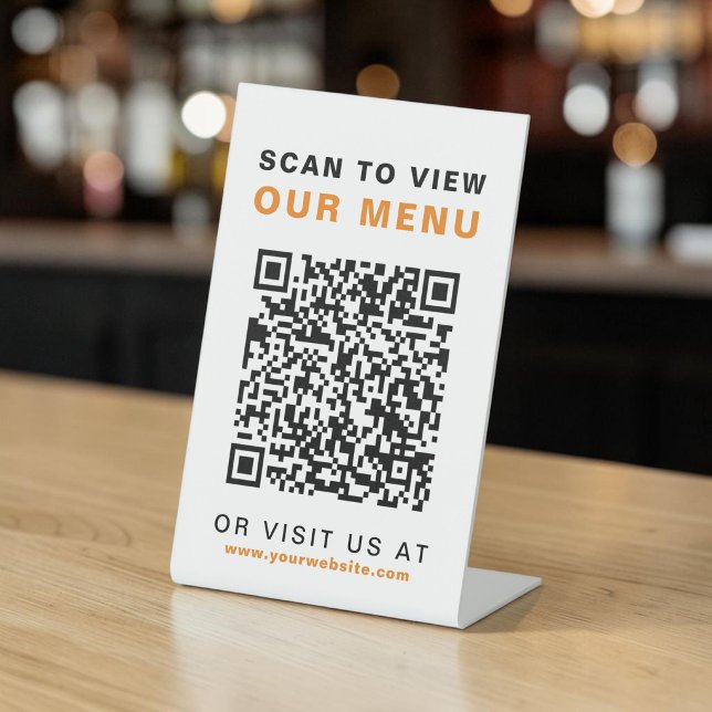 Menu QR Code Restaurant Cafe  Pedestal Sign (Menu QR Code Restaurant Cafe Pedestal Sign)