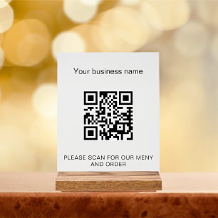 Menu qr code scan restaurant bar cafe acrylic sign