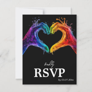 🌈❤️MENU +QR Heart of Pride wedding RSVP Card