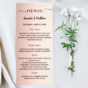 Menu rose gold elegant wedding