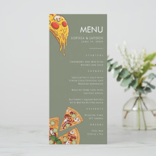 Menu Sage Green PIZZA Modern Minimal Wedding