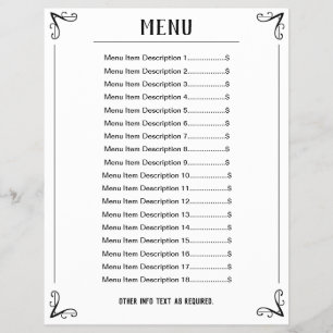 Menu Sheet with Editable Listings