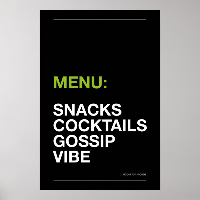 MENU: SNACKS – Funny Kitchen Poster (Front)