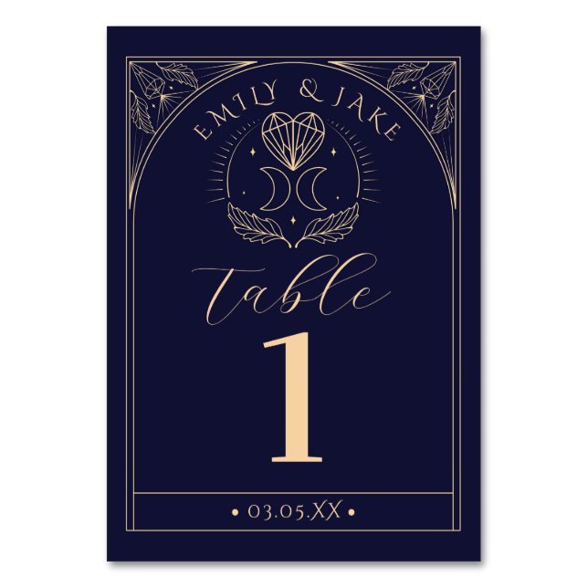 Menu Table Tarot Mystic Crystal Moons Numbers Table Number (Front)