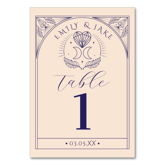 Menu Table Tarot Mystic Crystal Moons Numbers Table Number (Front)