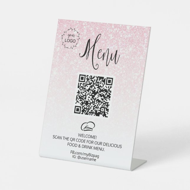 *~* Menu Table Tent Glitter tabletop Pedestal Sign (Front)