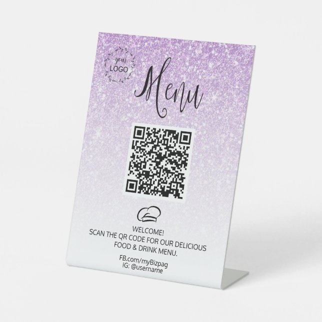 *~* Menu Table Tent tabletop Glitter Pedestal Sign (Front)