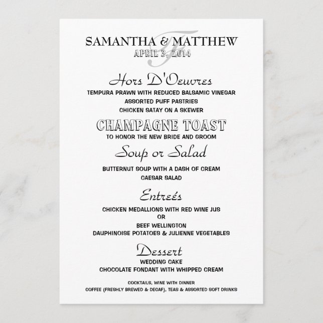 Menu template PERSONALIZE (Front)