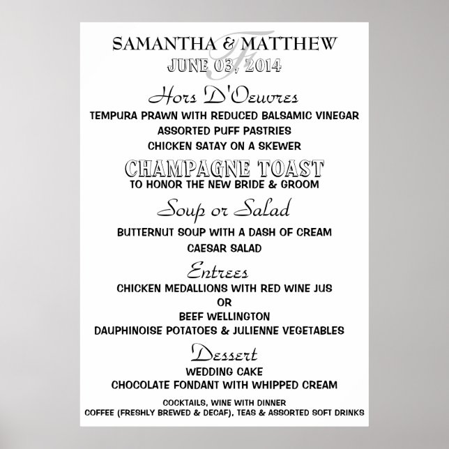 Menu template PERSONALIZE Large Poster (Front)