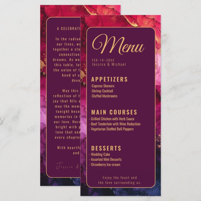 MENU + text @ back Celestial Elegance Marble  (Front/Back)