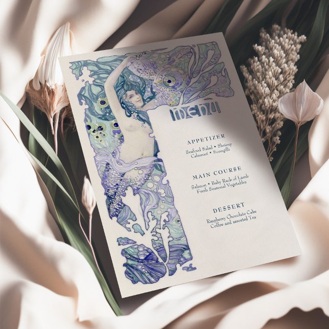 Menu Vintage Mermaid Art Nouveau Invitation (Creator Uploaded)