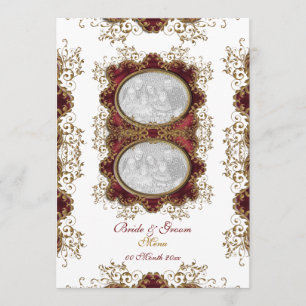 Menu vintage wedding burgundy gold