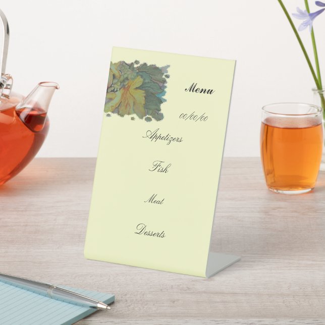 Menu watercolor autumn leaves with berries pedestal sign (Creator Uploaded)