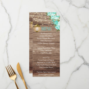 Menu -  Weathered Wood and Lantern  - Teal