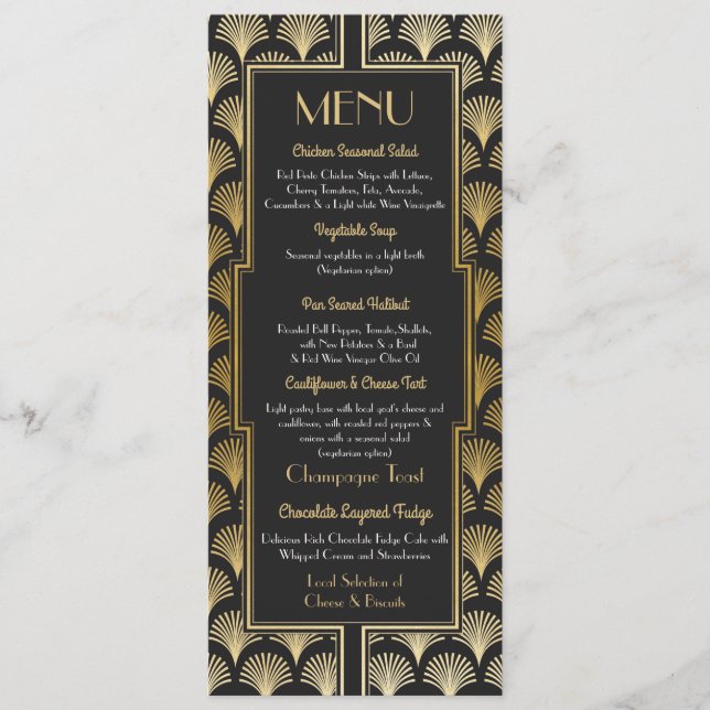 Menu Wedding 1920's Art Deco Reception (Front)