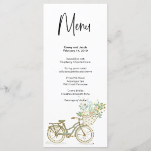 Menu Wedding, Anniversary or Event Bicycle