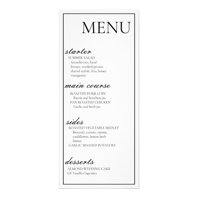 Menu Wedding Card (Front)