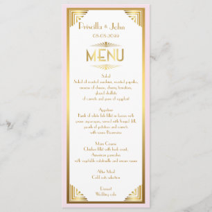 Menu Wedding,menu meeting,great Gatsby,white,gold