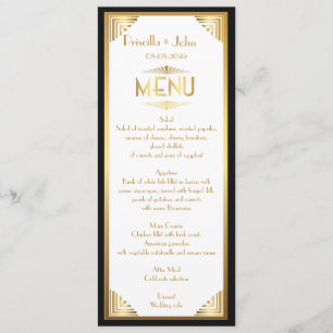 Menu Wedding,menu meeting,great Gatsby,white,gold