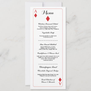 Menu Wedding Reception Diamond Playing Cards Ace