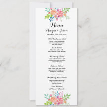 Menu Wedding Reception Elegant Flowers Cards
