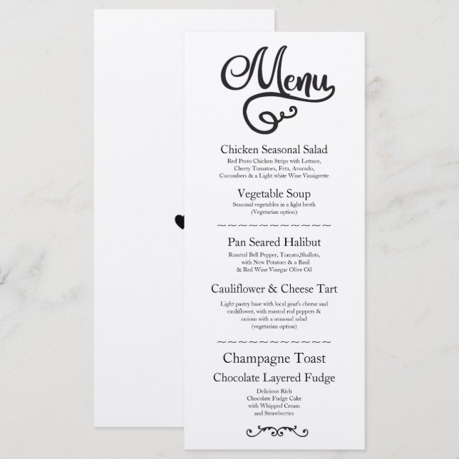 Menu Wedding Reception Elegant Kraft Script Invitation (Front/Back)