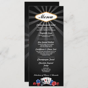 Menu Wedding Reception Las Vegas Casino Card