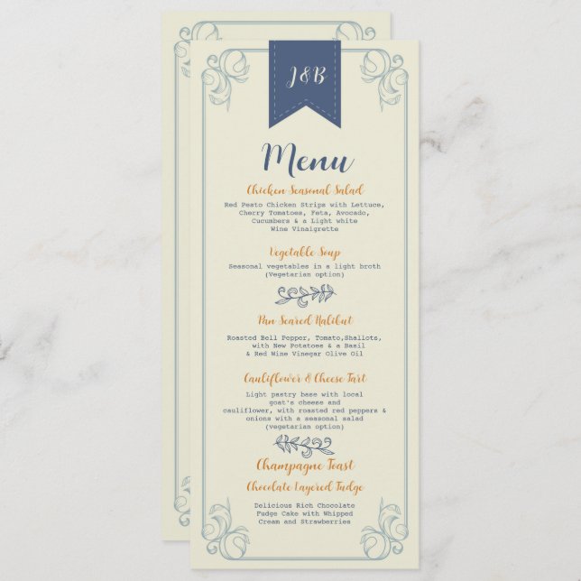 Menu Wedding Reception Rustic Library books Menus Invitation (Front/Back)