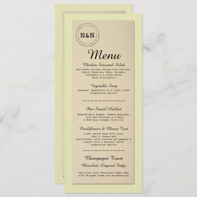 Menu Wedding Reception Rustic Library books Menus Invitation (Front/Back)