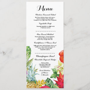 Menu Wedding Reception Rustic Luau Aloha Cards
