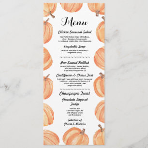 Menu Wedding Reception Rustic Pumpkin Fall Card