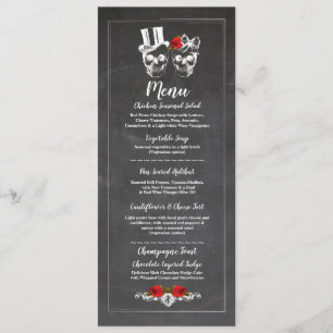 Menu Wedding Reception Rustic Skulls Roses Menus