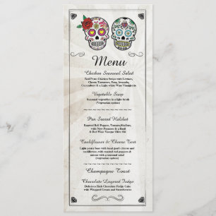 Menu Wedding Reception Rustic Sugar Skulls Menus