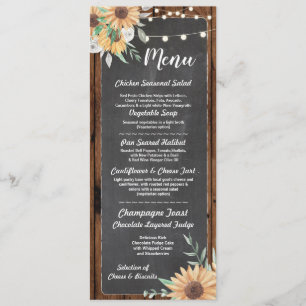 Menu Wedding Reception Sunflower Wood