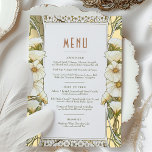 Menu Wedding Vintage Art Nouveau by Mucha<br><div class="desc">Menu Card in Art Nouveau style for your vintage-themed wedding by Alphonse Mucha in a floral, romantic, and whimsical design. Victorian flourishes complement classic art deco fonts. Please enter your custom information, and you're done. If you wish to change the design further, click the blue "Customise It" button. Thank you...</div>