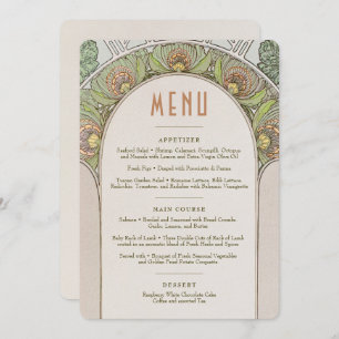 Menu Wedding Vintage Art Nouveau by Mucha Invitati Invitation