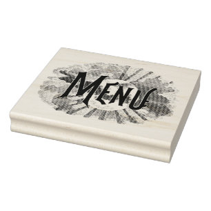 Menu with Sunbeams Vintage Rubber Art Stamp