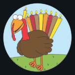 Menurkey Stickers<br><div class="desc">These stickers feature a charming,  charismatic Menurkey (combination Menorah and Turkey),  in celebration of the Chanukah-Thanksgiving crossover holiday this year.</div>