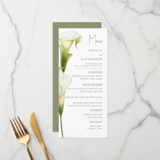 Menus for a modern wedding. (Front/Back In Situ)
