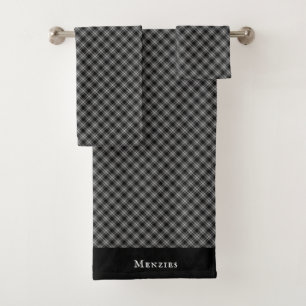 Menzies Black Scottish Tartan Plaid Pattern Bath Towel Set