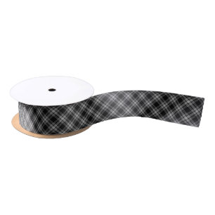 Menzies Black Scottish Tartan Plaid Pattern Satin Ribbon
