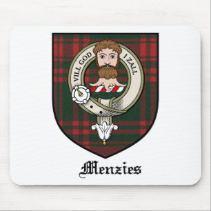 Menzies Clan Crest Badge Tartan Mouse Pad