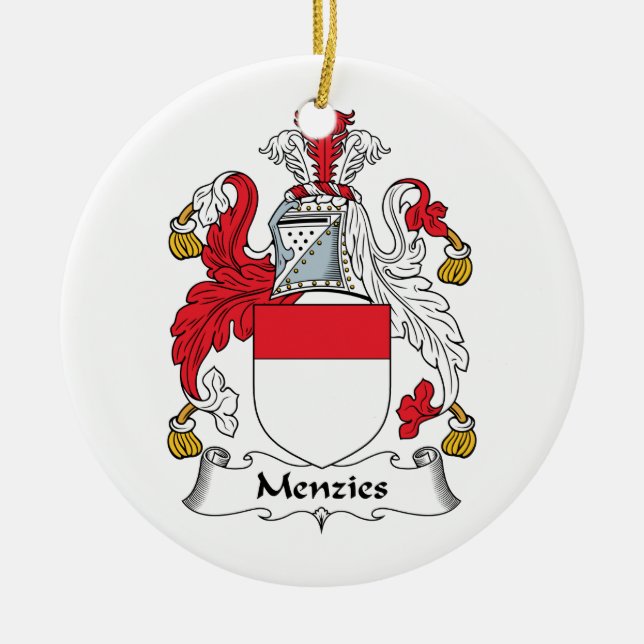 Menzies Family Crest Ceramic Ornament (Front)