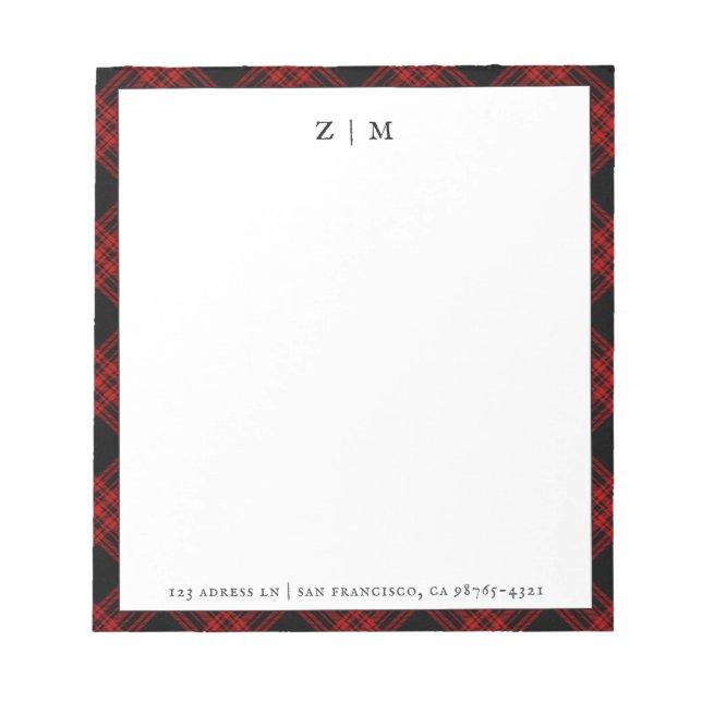 Menzies Hunting Clan Tartan Plaid Pattern Notepad (Front)