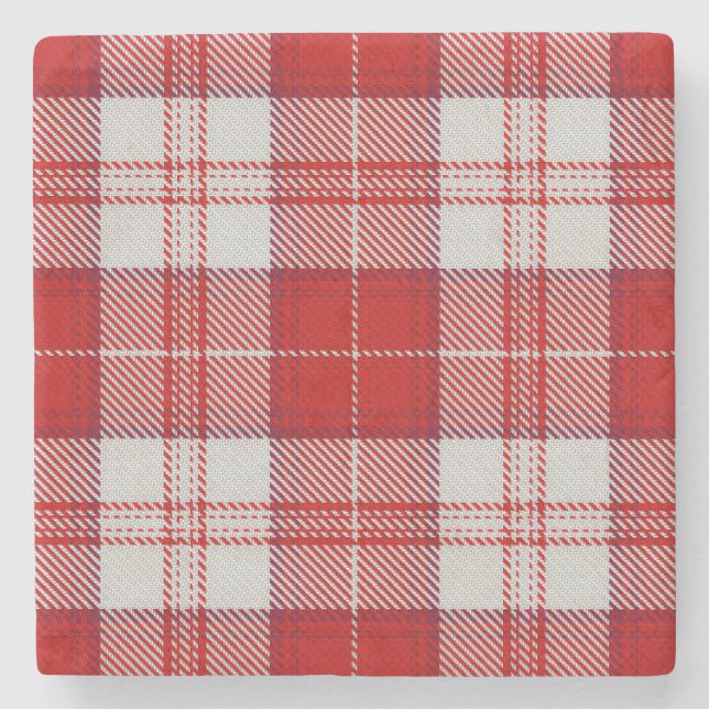 Menzies Red Tartan Stone Coaster (Front)