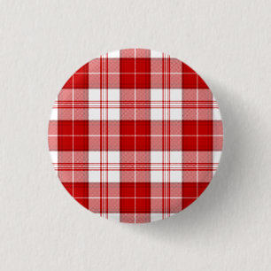 Menzies tartan red white plaid 3 cm round badge